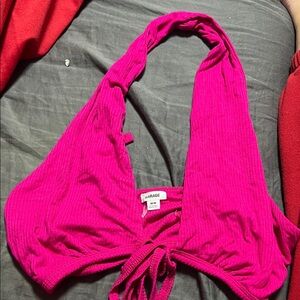Garage Vibrant Pink Halter Top